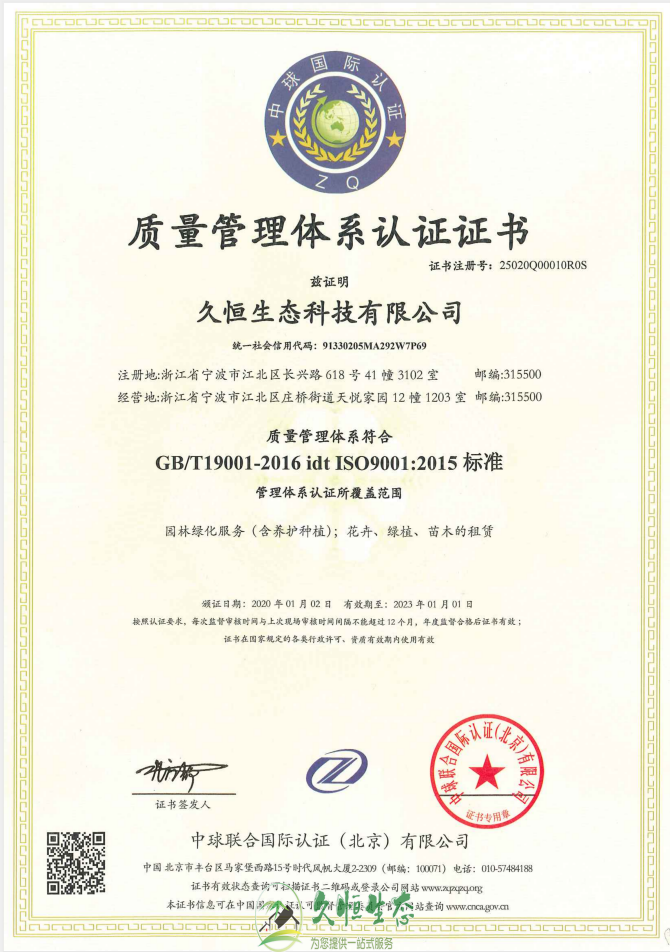 合肥滨湖质量管理体系ISO9001证书